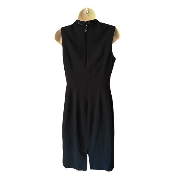 Pamella Roland Beaded Neckline Sheath Dress | Black Silver Geometric | Sz 6 NWT - Picture 3 of 8